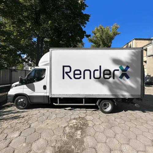 Mockup de logo em caminhão